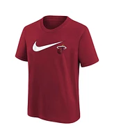 Nike Big Boys and Girls Red Miami Heat Swoosh T-Shirt