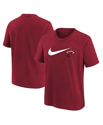 Nike Big Boys and Girls Red Miami Heat Swoosh T-Shirt