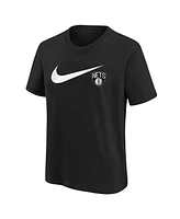 Nike Big Boys and Girls Black Brooklyn Nets Swoosh T-Shirt