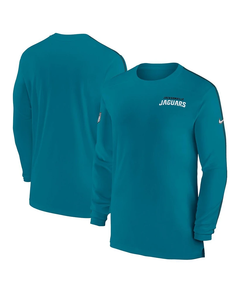 Nike Men's Teal Jacksonville Jaguars Sideline Coach Uv Performance Long Sleeve T-Shirt