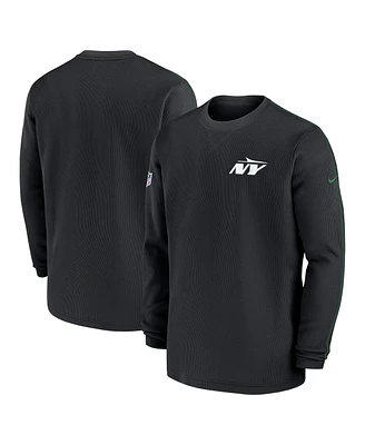 Nike Men's Black New York Jets 2024 Sideline Coaches Long Sleeve Top