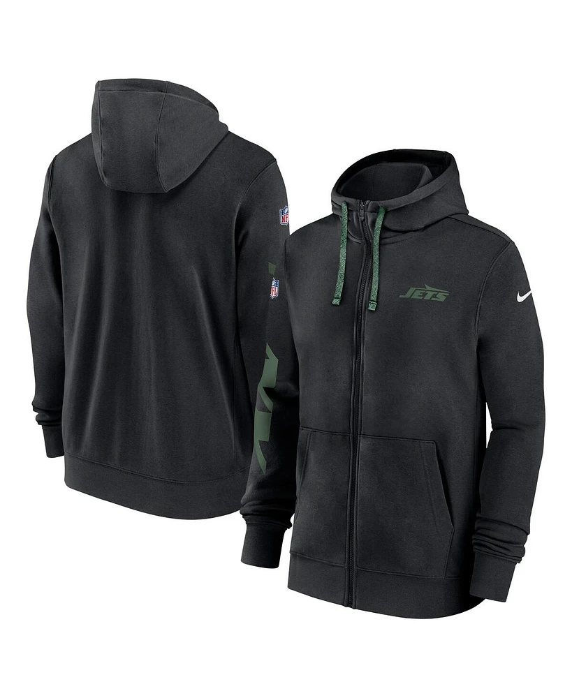 Nike Men's Black New York Jets 2024 Sideline Club Full-Zip Hoodie