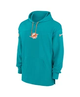 Nike Men's Aqua Miami Dolphins Sideline Jersey Performance Pullover Hoodie