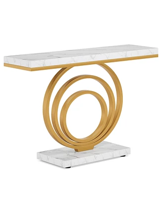 Tribesigns 41-Inch Gold Entryway Table, Modern Console Table Narrow Long, Contemporary Accent Table for Living Room, Hallway, Entrance, Faux Marble Ve