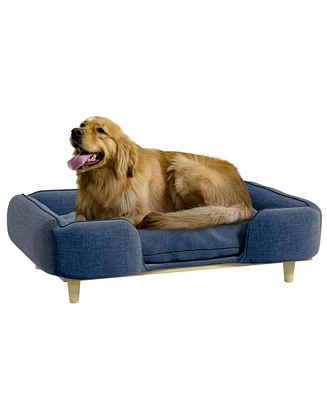 PawHut Raised Dog Couch with Cushion for Large-Sized Dogs, Dark