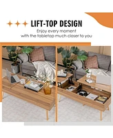 Skonyon 47 Inch Lift Top Coffee Table with 2 Hidden Compartments