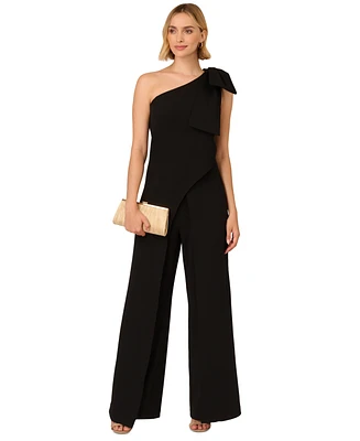 Adrianna Papell Women's Bow-Trim One-Shoulder Jumpsuit