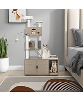 Givimo Cat Tree with Litter Box Enclosure for Indoor Cars