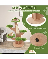 Givimo 50 Inch Pine Shape Cat Tree for Indoor Cats with Sisal Scratching Board