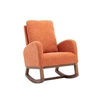 Mondawe Light Orange Living Room Comfortable Rocking Chair