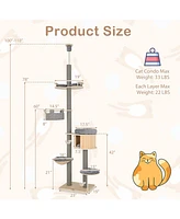 Inolait 6-tier Floor-to-Ceiling Cat Tree 100-110 Inches Adjustable Height