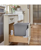 Rev-a-Shelf Double Pull Out Bottom Mount Trash Can 35 Qt, Gray, 4WCBM-18DM-2