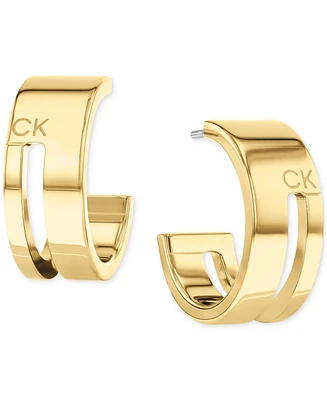 Calvin Klein Gold-Plated Stainless Steel Geometric Small C-Hoop Earrings, 0.78"