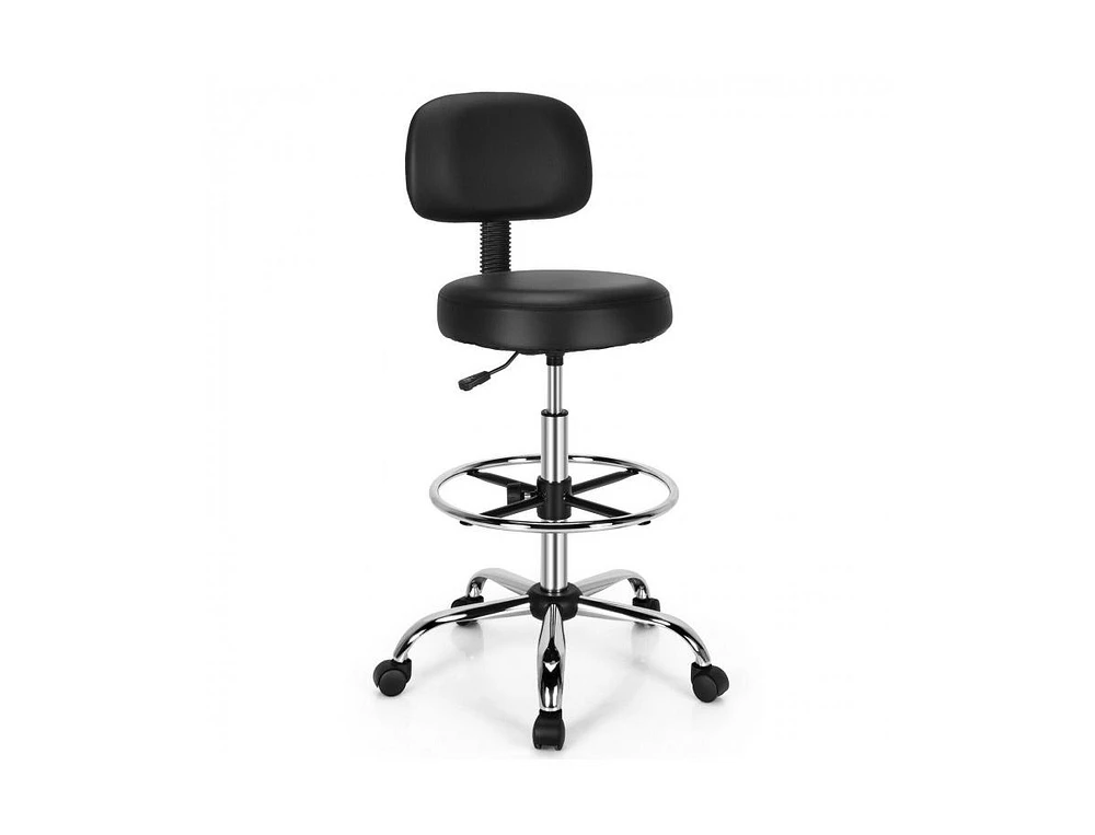 Skonyon Swivel Drafting Chair with Retractable Mid Back and Adjustable Foot Ring