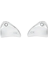 Calvin Klein Stainless Steel Pave Nugget Pendant Necklace & Stud Earrings Set