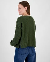 Hippie Rose Juniors' V-Neck Oversized Sweater