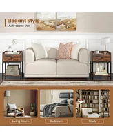 Sugift Industrial Bedside Table Nightstand with Charging Station