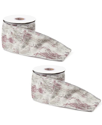 Slickblue Set of 2 Wired Polyester Ribbons – Perfect for Holiday and Home Decor