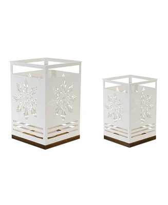 Slickblue Snowflake Candle Holders for Elegant Winter Lighting (Set of 2)