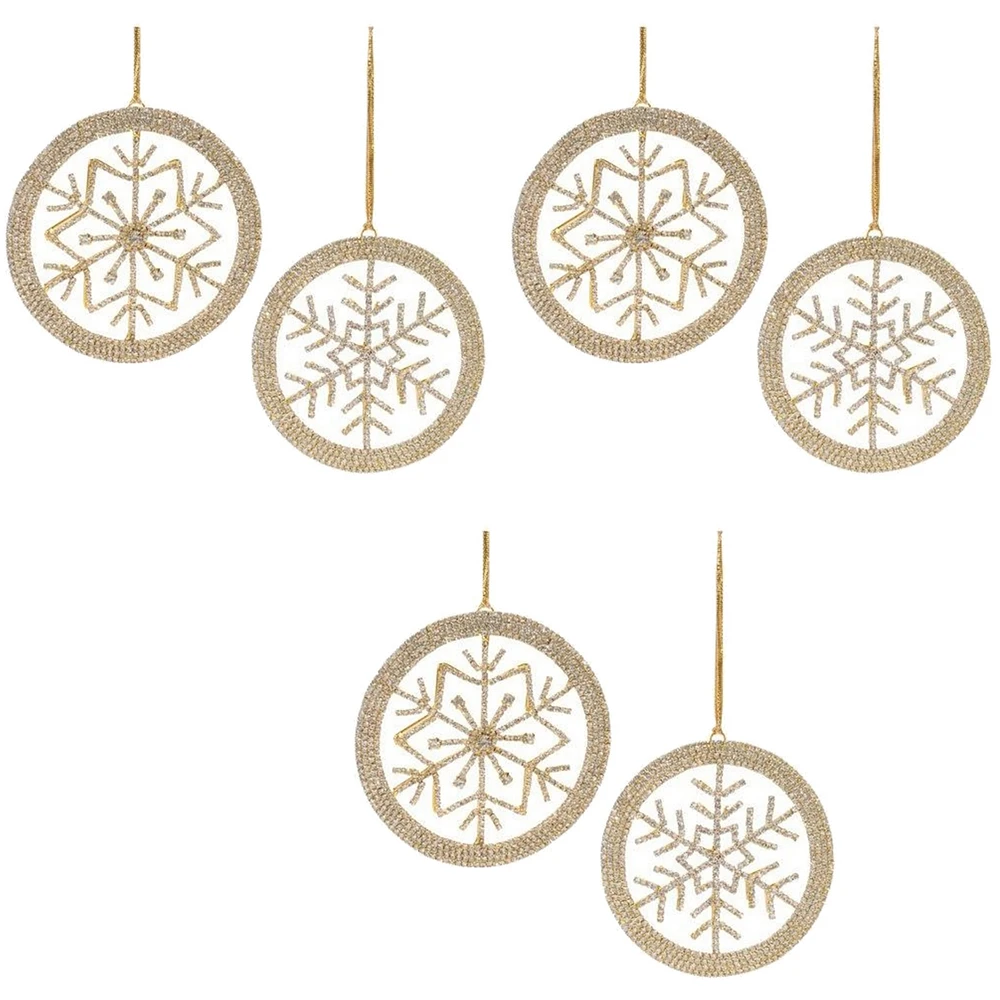 Slickblue Snowflake Ornament (Set of 6) 4.5"H Iron/Glass Beads