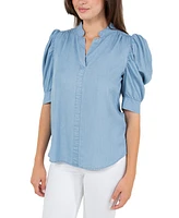 Fever Women's Ruched Sleeve Top
