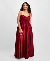 B Darlin Trendy Plus Satin Corset Sweetheart Gown