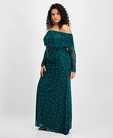 B Darlin Trendy Plus Off-The-Shoulder Pearl Gown