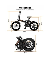 Streamdale Furniture Folding Electric Bike Ebike Bicycle 500W Motor 20 Fat Tire With 36V/13Ah Li-Battery Beach