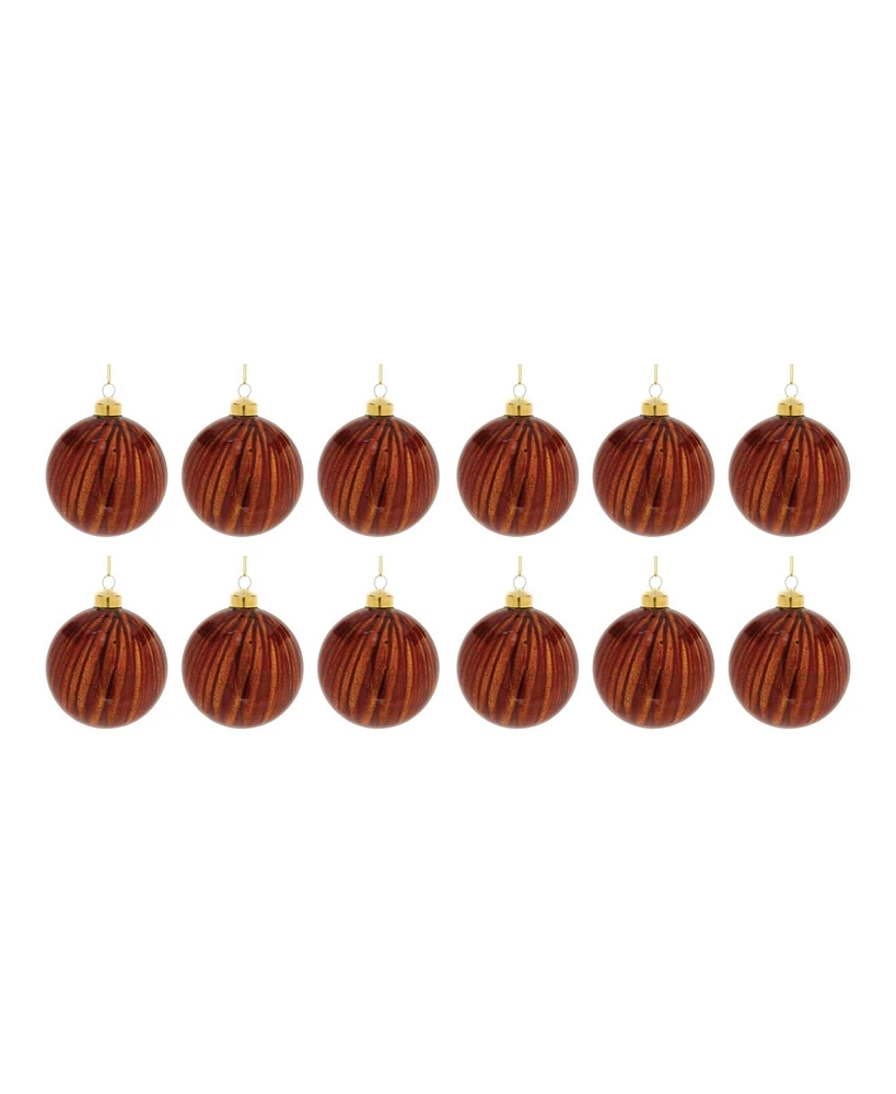 Slickblue Set of 12 Amber Glass Ball Ornaments for Stylish Holiday Decor