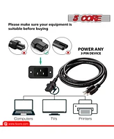 5 Core 3 Prong Extension Cord 10 Feet Three Prong Extension Cable Us Ac 3 Prong Christmas Light Extension Cord Heavy Duty Plug Extender -Pc 1002