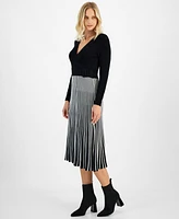 Robbie Bee Petite Jersey & Sweater-Knit Long-Sleeve Midi Dress