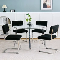 Chrome Leg Glass Dining Table, Modern Minimalist Design