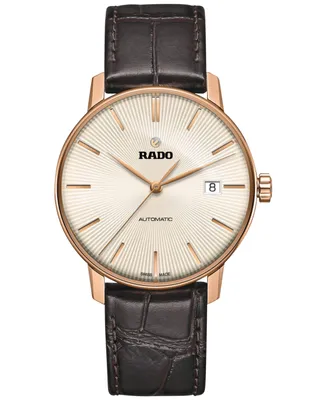 Rado Men's Swiss Automatic Coupole Classic Dark Brown Leather Strap Watch 38mm R22861115