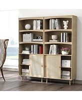 Streamdale Furniture Boho Rattan Bookcase Style, Storage, and Multifunction