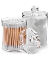 Zulay Kitchen 2 Pack Qtip Holder Bathroom Canisters - 20oz Cotton Ball Holder