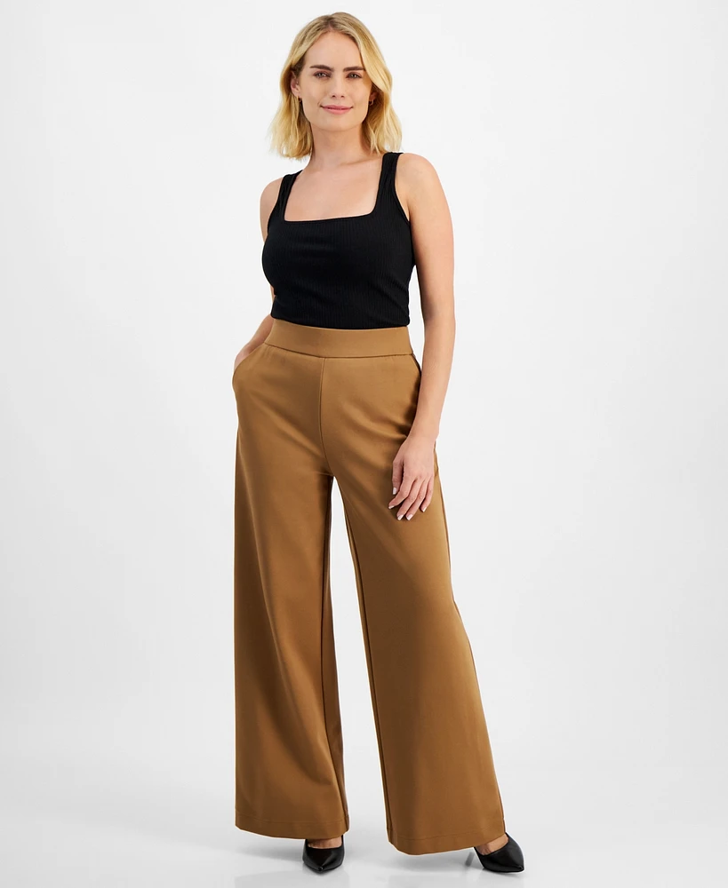 I.n.c. International Concepts Inc Petite High-Rise Wide-Leg Ponte Pants