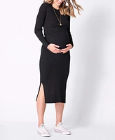 Seraphine Women's Ribbed Maternity Nursing Midi Dress