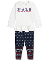 Polo Ralph Lauren Baby Peplum Tee & Printed Jersey Leggings Set