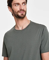 A|X Armani Exchange Men's Short Sleeve Crewneck Micro Swiss Dot Diagonal Grid Print T-Shirt