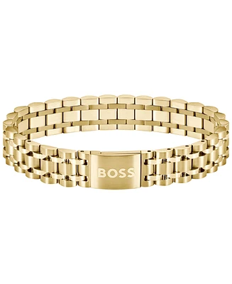 Hugo Boss Men's Owan Ionic Plated Thin Gold Steel Bracelet