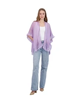 Tahari New York Tahari Women's Lightweight Kimono with Crochet Fringe Trim