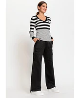 Olsen Women's Wide Leg Sateen Pull-On Pant