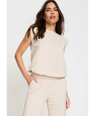 Olsen Cap Sleeve Boat Neck Stretch Top