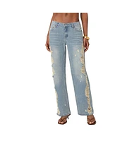 Edikted Women's Distressed Sides washed jeans - Light