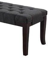 Tufted Bench, Fabric, Gray