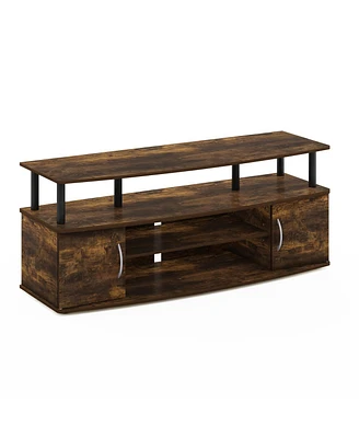 Furinno Jaya Large Entertainment Center Hold up to 55 in. Tv, Amber Pine & Black