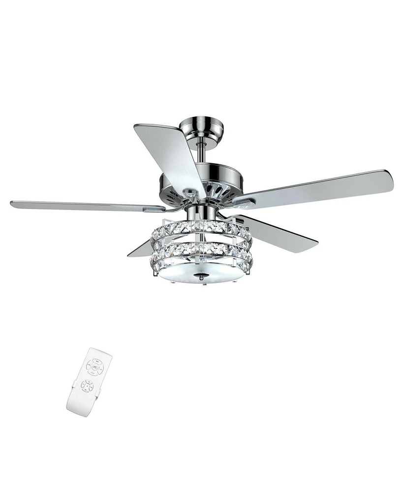 Slickblue 52 Inches Classical Crystal Ceiling Fan Lamp