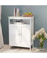 Simplie Fun Bathroom Standing Storage With Double Shutter Doors Cabinet