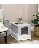 Streamdale Furniture Fully Enclosed Covered Private Cat Litter Box with Pull Tray and Double Doors