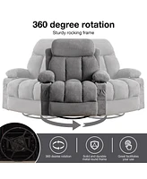 Streamdale Furniture Massage Function Sofa with 360° Swing, Heating, Usb, and Cup Holders